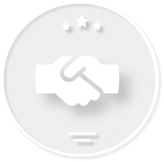 a grey round icon with a handshake referring to fxcess partners