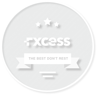 a grey circle with fxcess logo and stars symbolising the excess club loyalty