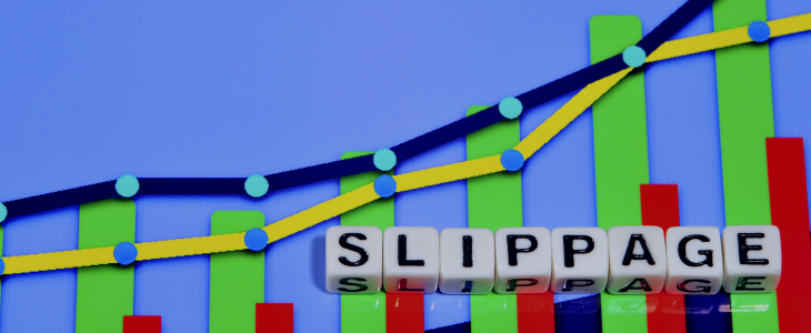 Detailed view of a slide featuring the word "slippage," emphasizing the concept of slippage in forex trading.