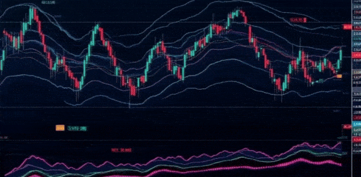 Screenshot of a trading chart displaying various market trends and price movements over time.
