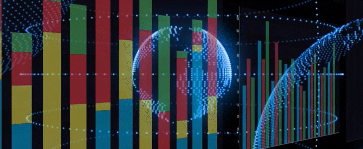 A computer screen displaying a colorful bar chart illustrating data trends and comparisons.