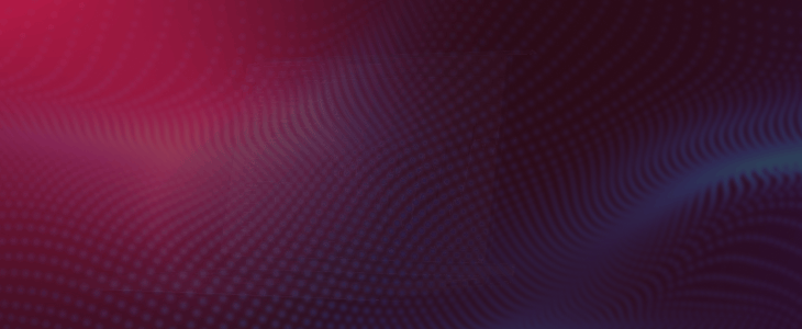 A wavy pattern in red and blue colors creates a dynamic background.