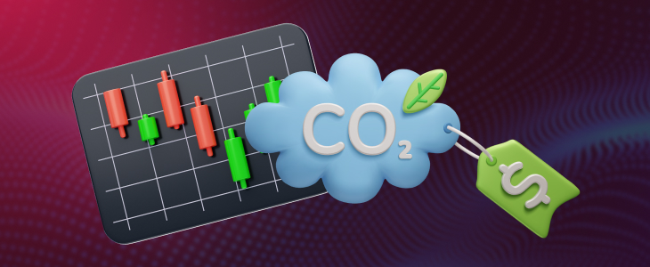 CO2 futures and options chart illustrating market trends and currency fluctuations related to carbon trading.